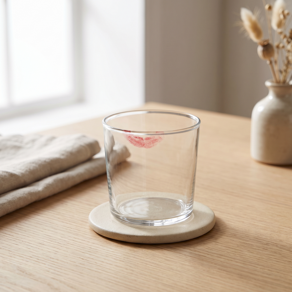 Verre taché de rouge à lèvres